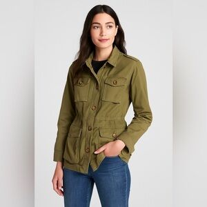 J.Crew Olive Green Utility Military Jacket Women’s 100% Cotton Field Coat Small